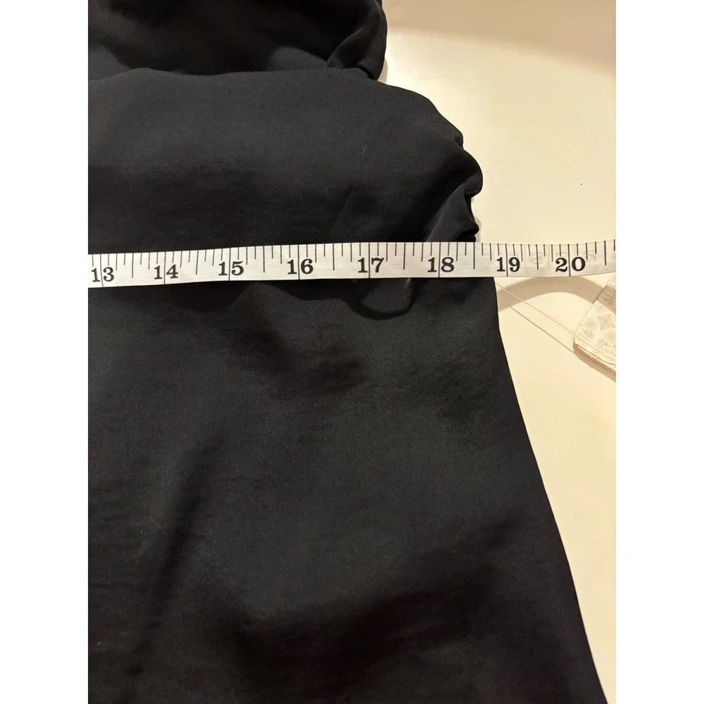 Free People Cowl Neck Camisole Women XS Black Satin‎ Side Ruched Tie Strap Top